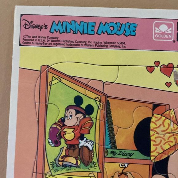 Vintage Walt Disney Classic Minnie Mouse Golden Frame Tray Puzzle - Picture 3 of 3